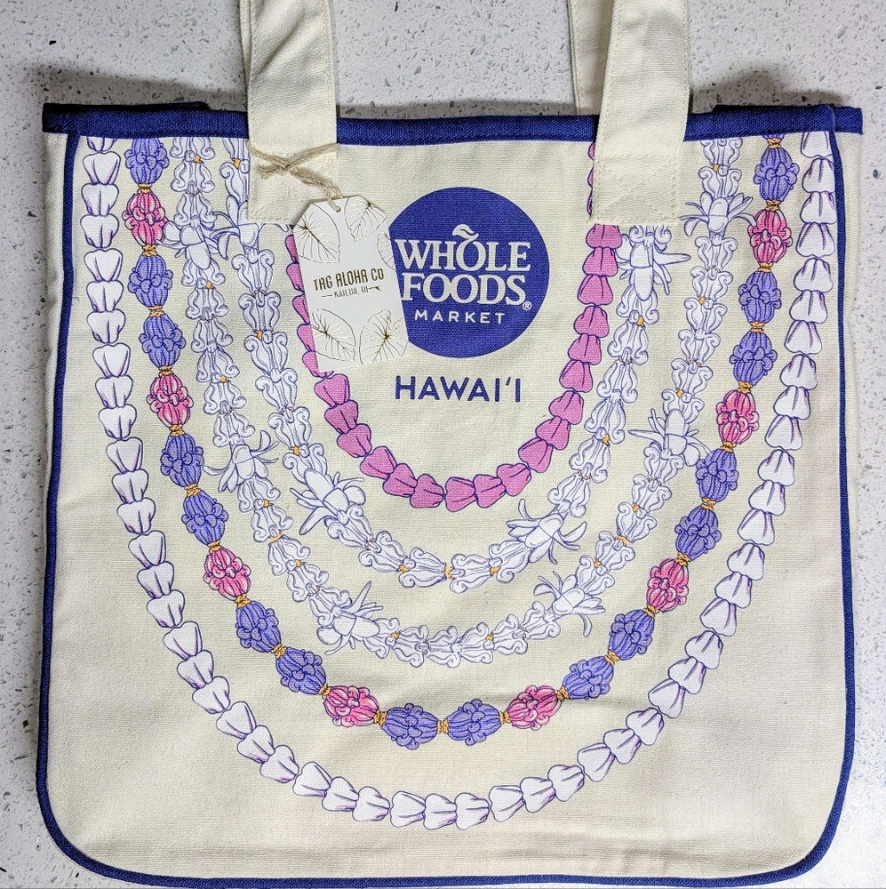Whole Foods Hawaii Crown Flower Lei Large Rope Tote Bag
